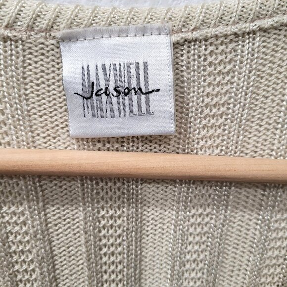 Womens Vintage Jason Maxwell V-Neck Button-up Cream Cardigan Sweater Size M - Picture 5 of 10